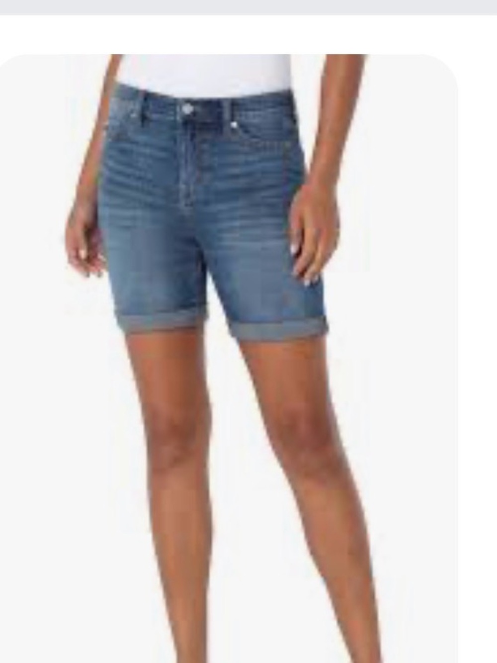 New Liverpool 6 Kristi hi-high stretch comfort blue roll cuff denim short